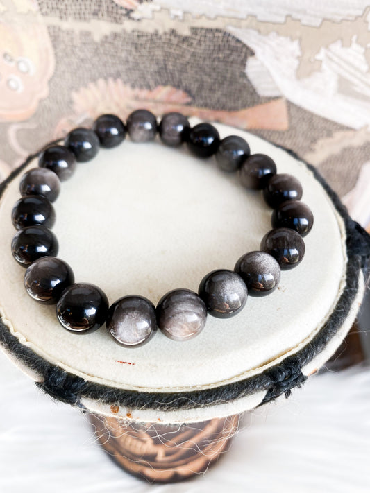 Pulseira Obsidiana Prata