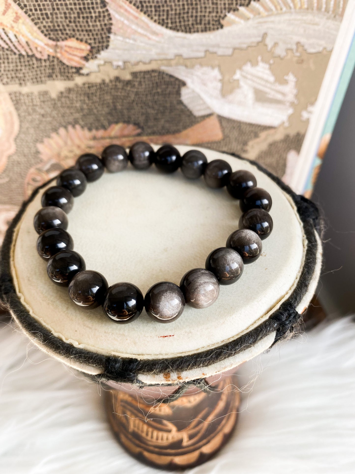 Pulseira Obsidiana Prata