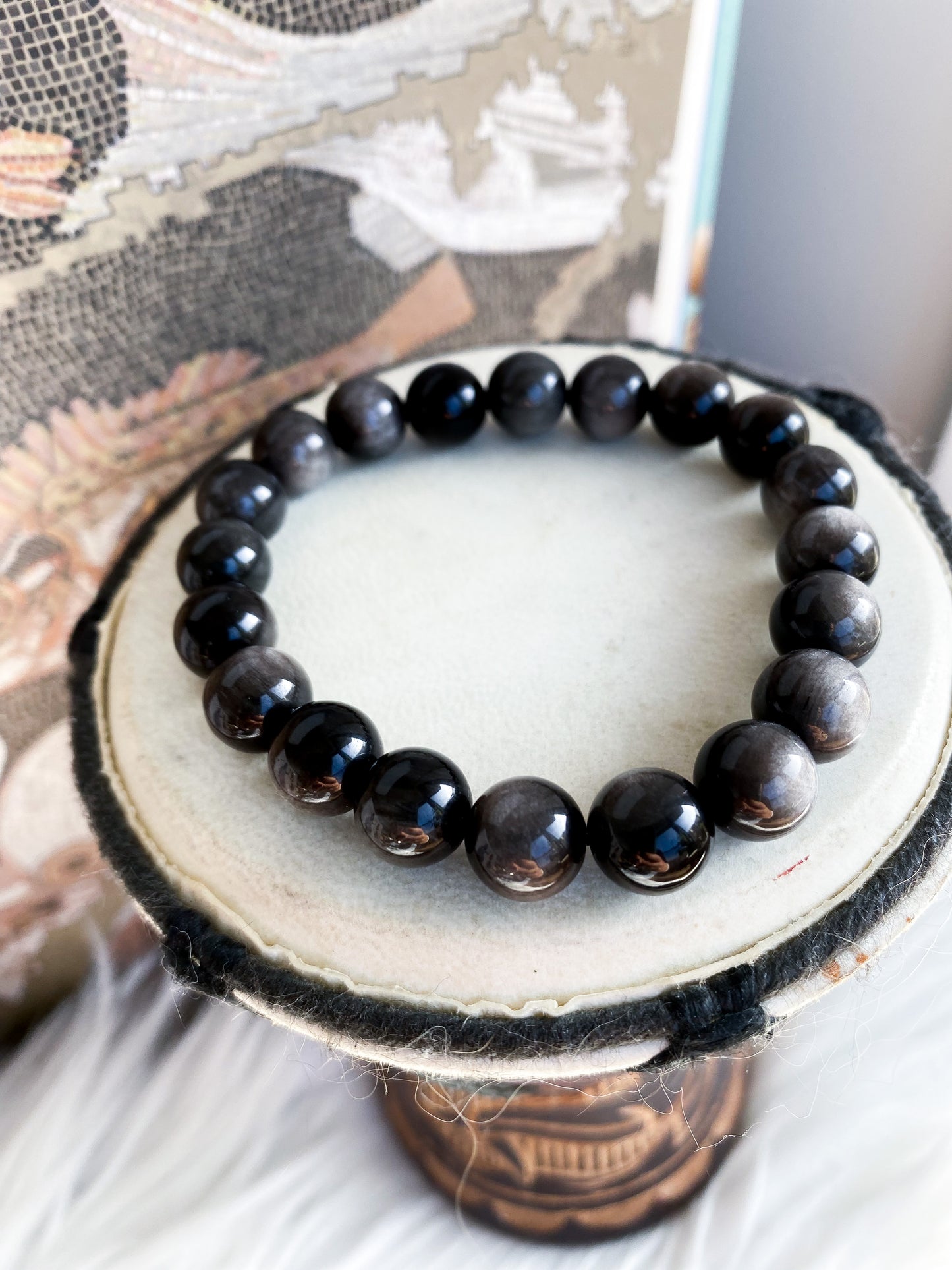 Pulseira Obsidiana Prata