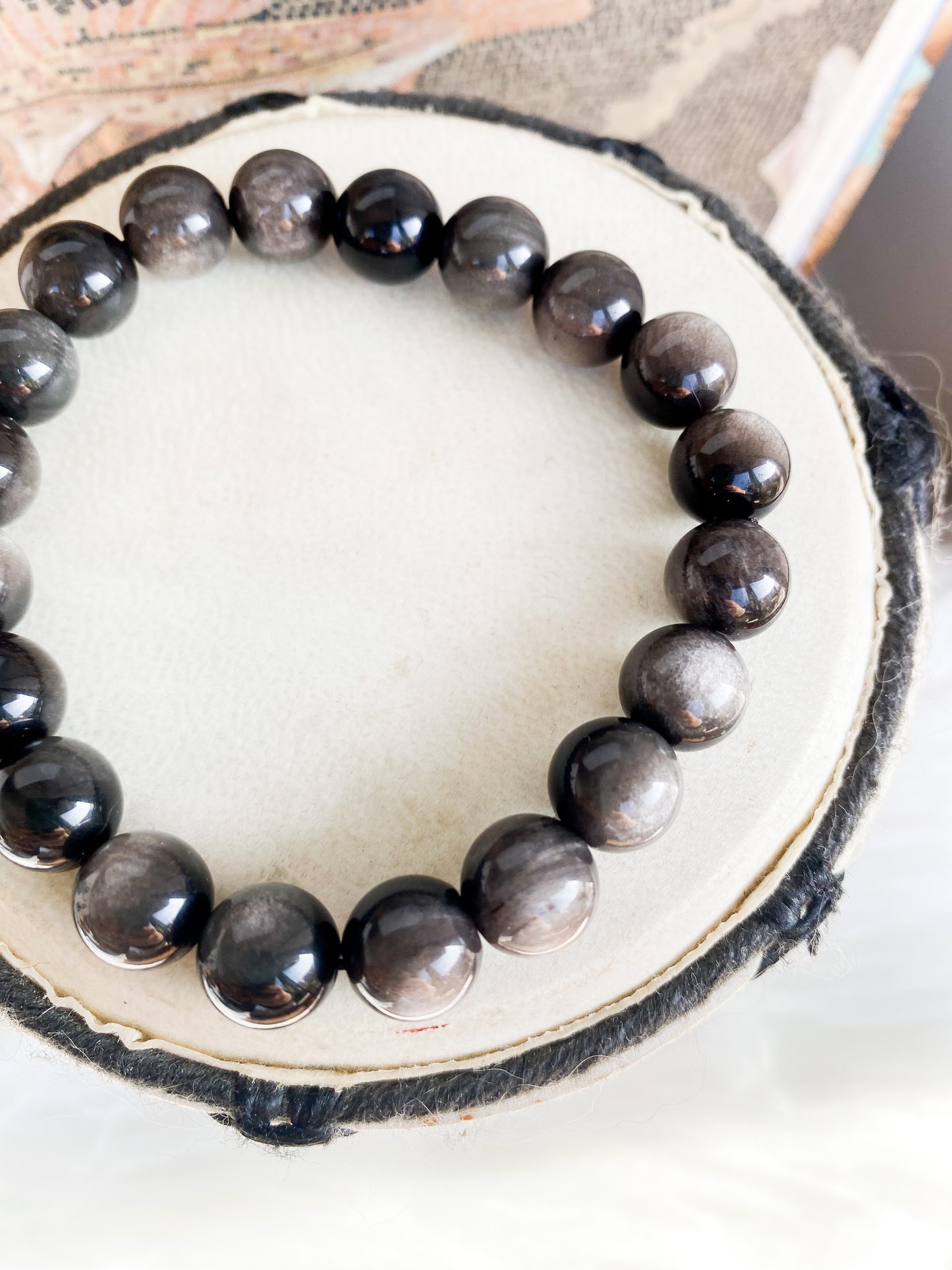 Pulseira Obsidiana Prata