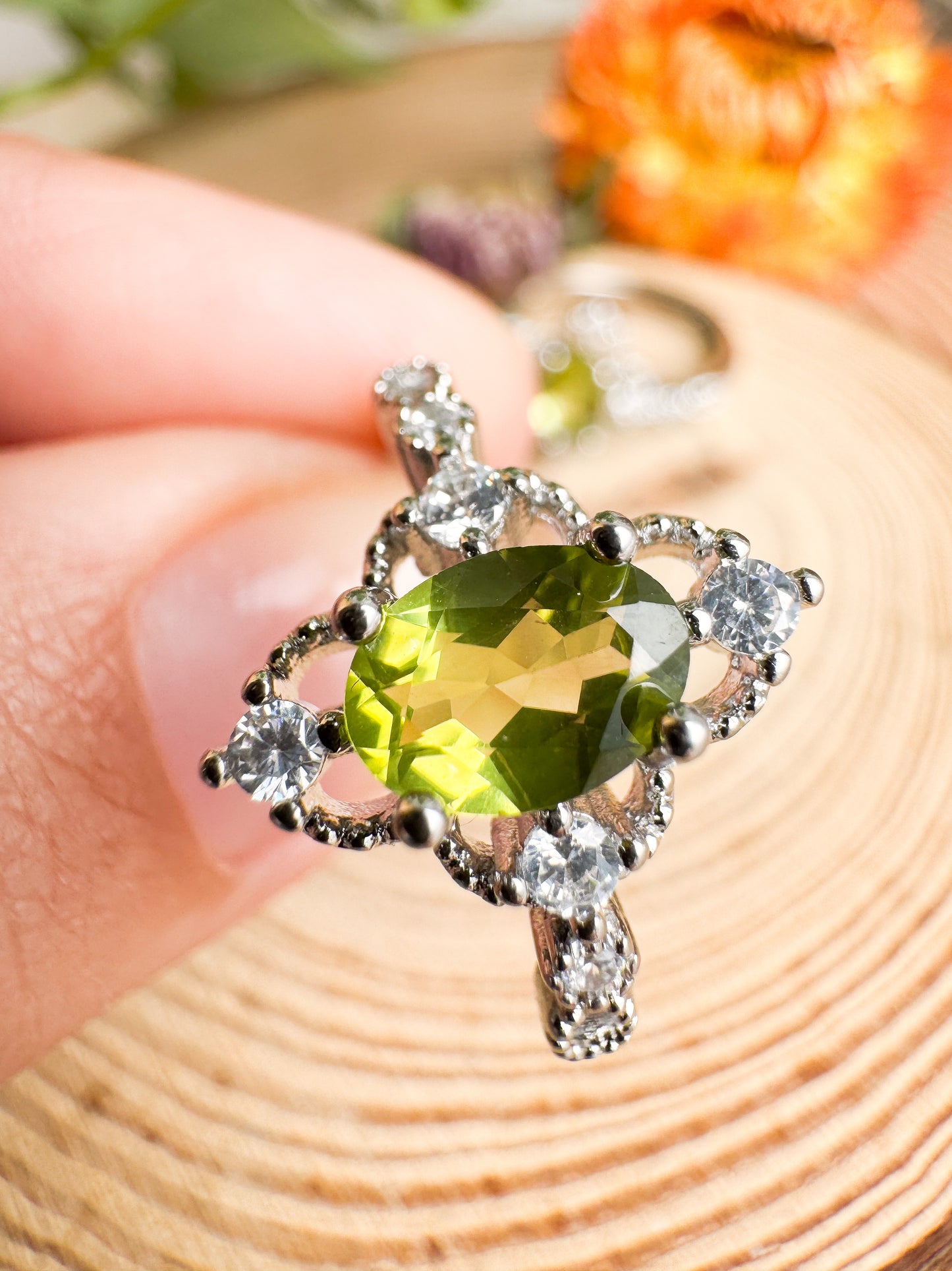 Anel ajustável Peridoto (Olivina)